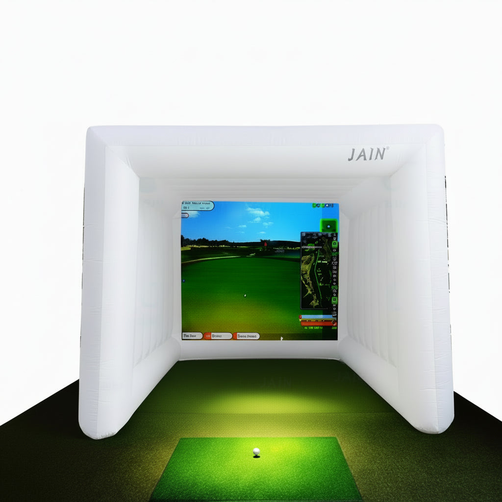 Inflatable Golf Sim Room Swing Golf Practice Cage with Built-In Fan, Oxford Cloth, Golf Simulator Enclosures