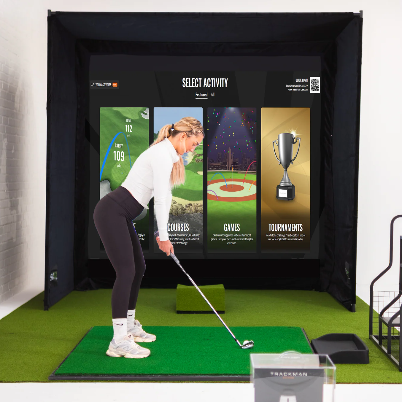 Simbox Golf Simulator Enclosure - 7 Sizes, Pro + Impact Screen and Frame INCLUDES FREE SIDE BARRIERS